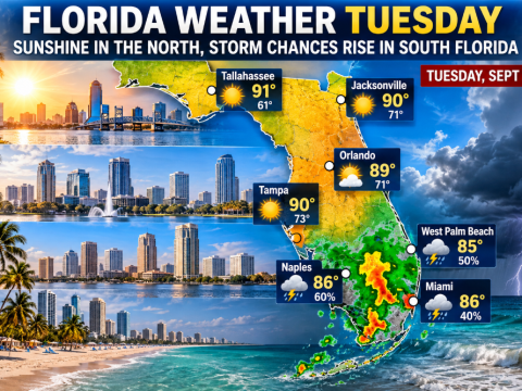 Florida Weather Tuesday: Who gets sunshine and who needs an umbrella?
