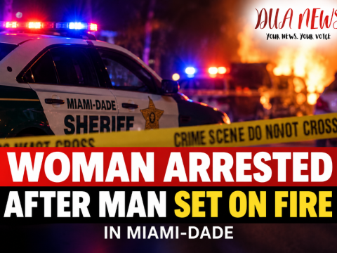 Woman arrested after man set on fire in Miami-Dade