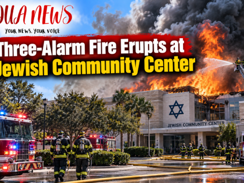 Three-alarm fire erupts at Jewish Community Center