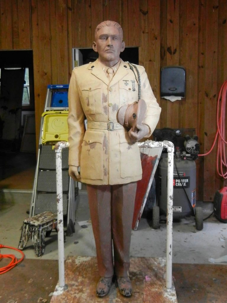 A progress image of the nearly seven-foot tall statue which will
reside just outside of Waterworks Park along the Riverwalk.