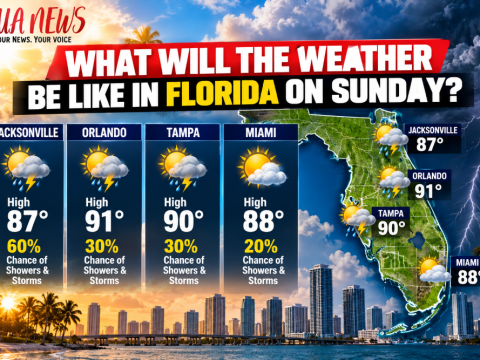 What will the weather be like in Florida on Sunday?